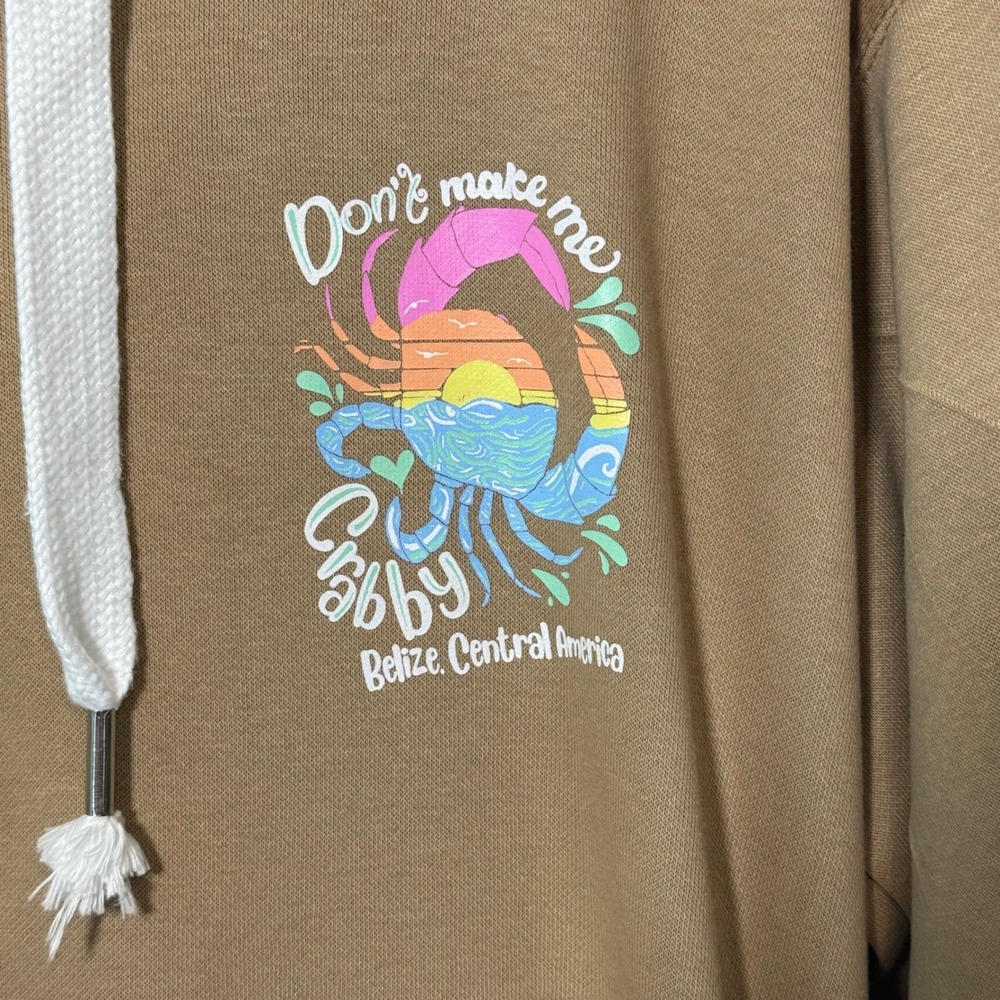 NWT Relaxx Women's Medium Hoodie Dress Tan Belize "Don't‎ Make Me Crabby" - Picture 3 of 5